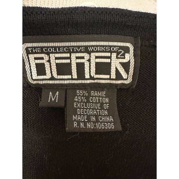 Berek Scoop Neck Beaded Sequin Embroidered Jolly Santa Christmas Sweater Sz Med - Picture 8 of 8